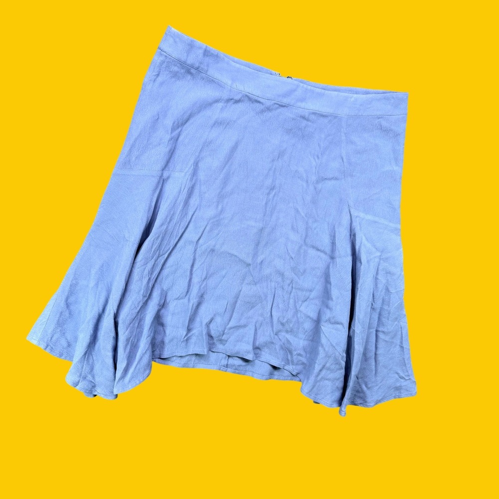 Marchesa Rose Mini Skirt Women M Blue Flared Viscose Lined‎ Chic Designer Luxury
